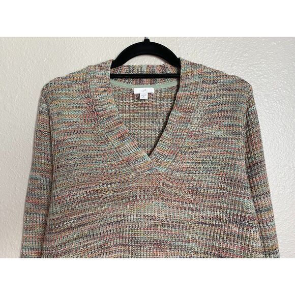 J. Jill Multi Color Cotton Blend Knit V-Neck Tunic Sweater - Picture 4 of 9